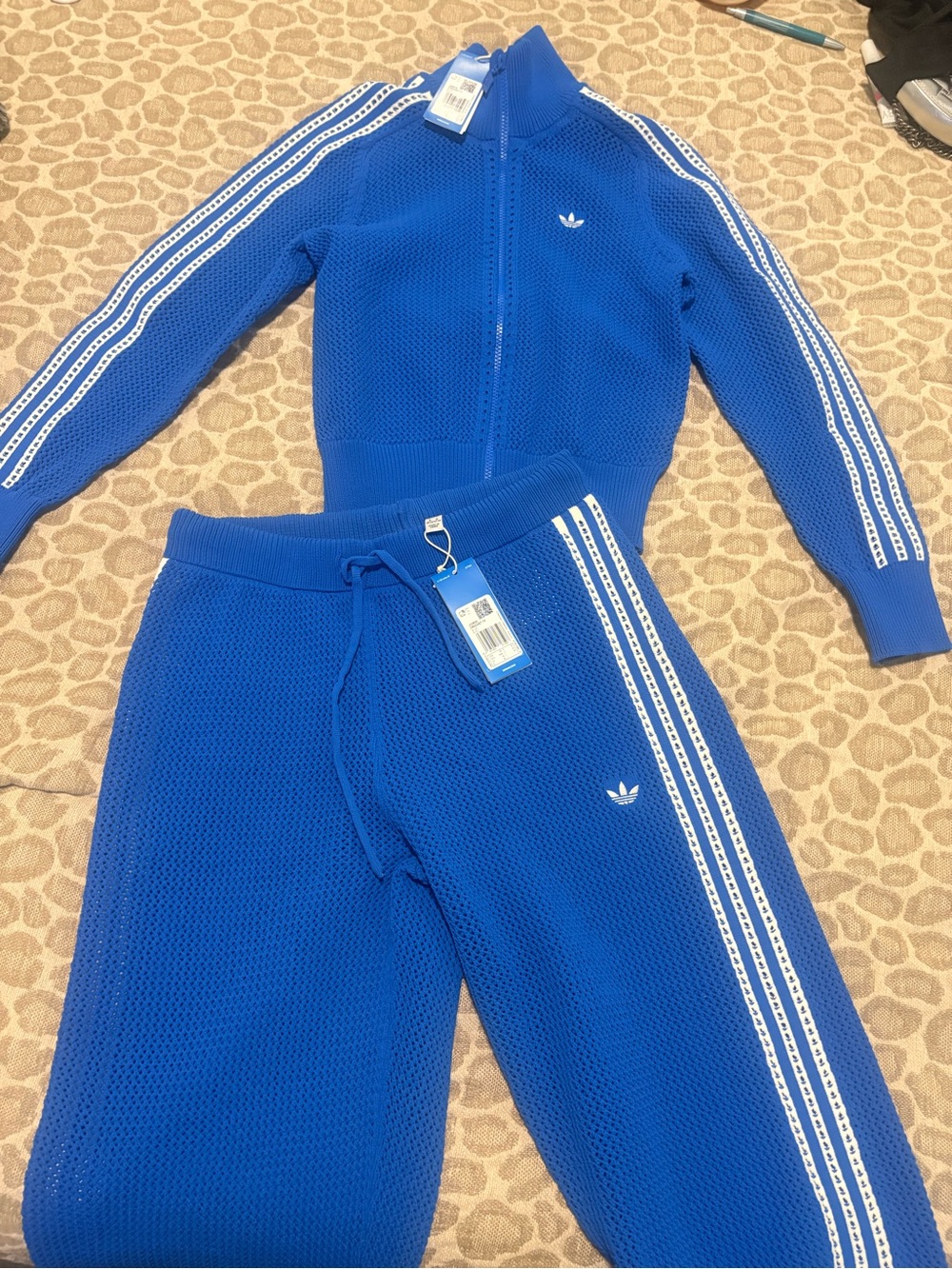 adidas Blue Women's Crochet Sweat suit top and pants